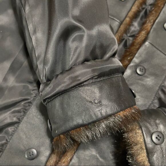 KATHY IRELAND Faux Fur Leather Trim Open Jacket LARGE - Picture 16 of 16